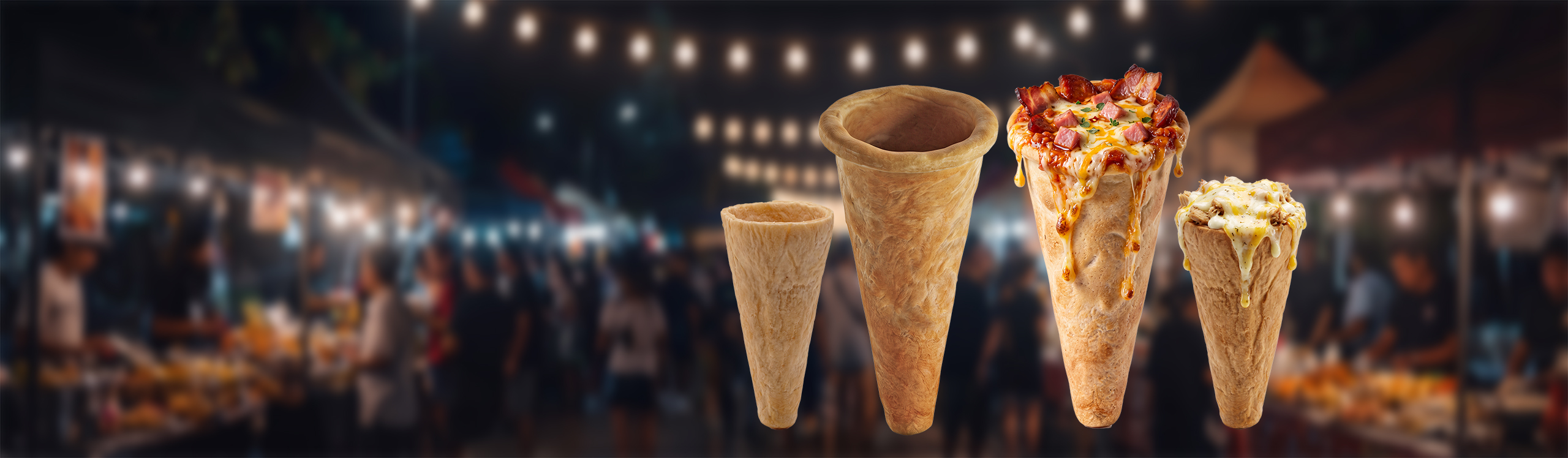 Piping Hot Pizza Cones at a food festival