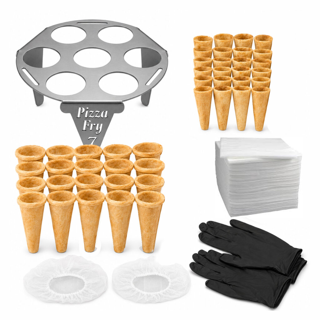 R888 Pizza Cone Business Starter Kit with Mini and Maxi Pizza Cones and PizzaFry7 tray
